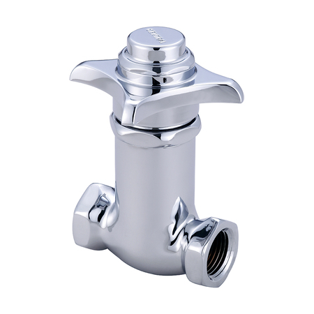 CENTRAL BRASS Self-Close Straight Stop, NPT, Polished Chrome, Handle Style: Cross 0331-1/2